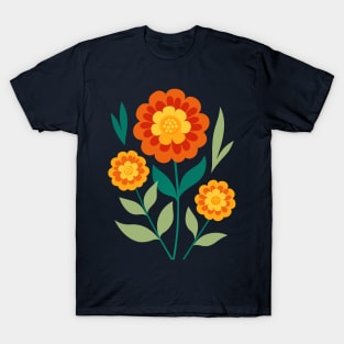 Retro Marigold Flowers T-Shirt